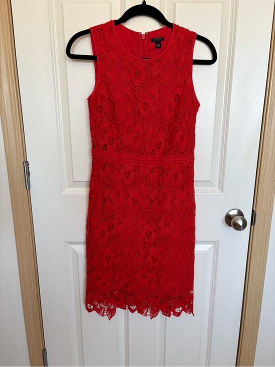 Ann Taylor Dresses & Skirts - Ann Taylor Red Floral Lace Midi Dress